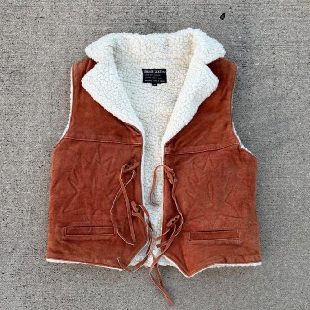 Vintage 70s fur lined leather vest